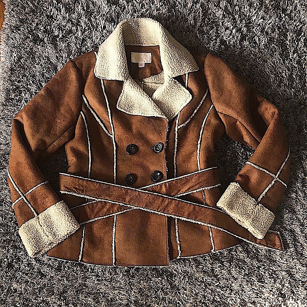 Xhiliration Faux Sherpa & Suede Jacket/Coat
